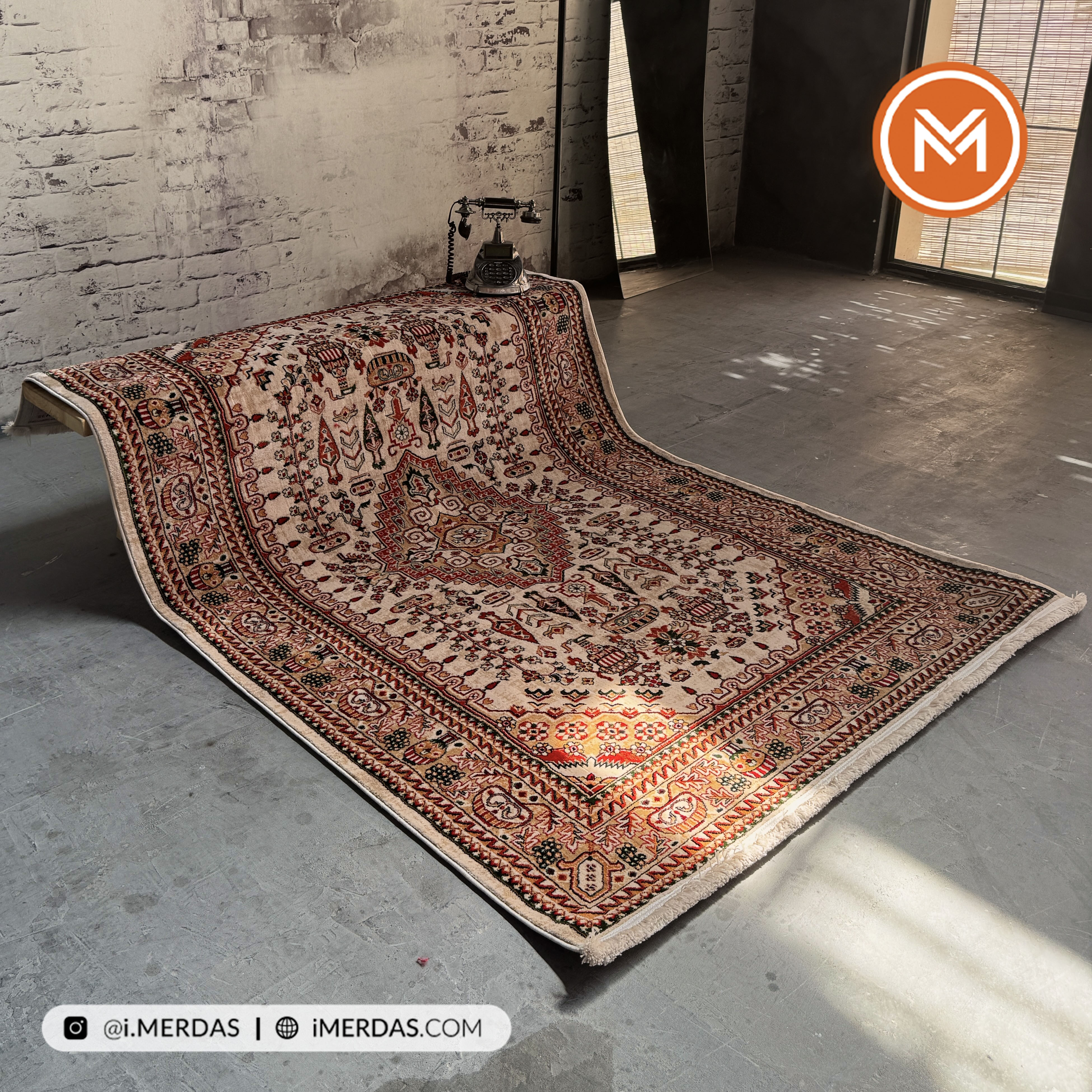 فرش گبه هرمس پلاس کد 6661 زمینه تمام رنگ